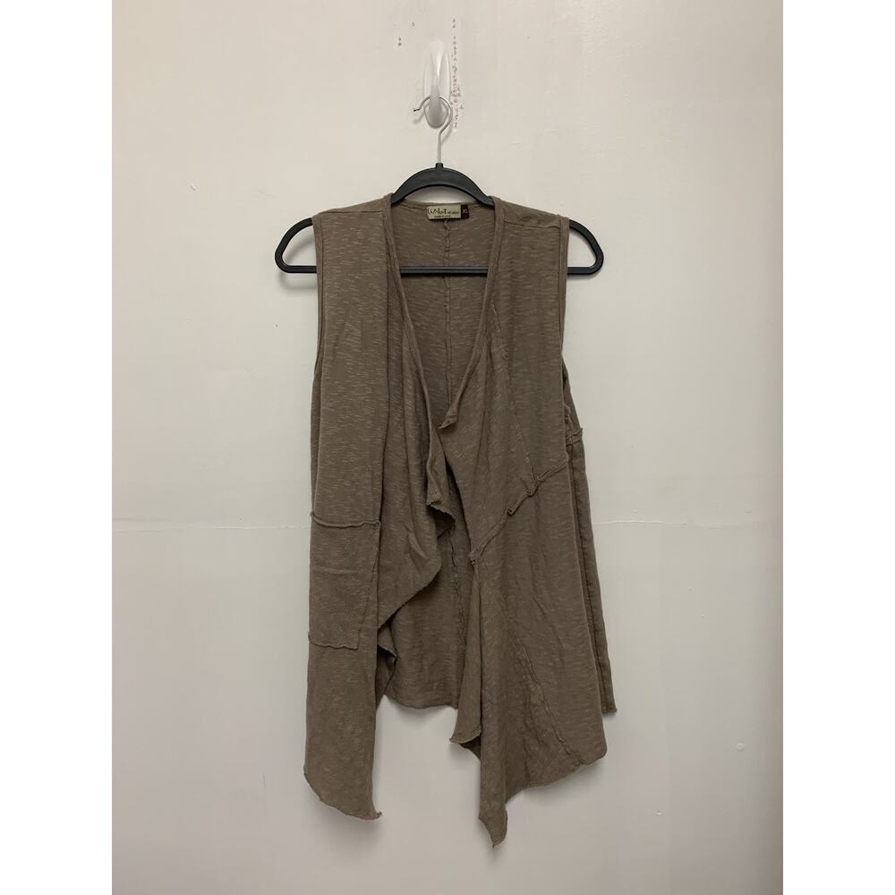 Chalet Et Ceci Sleeveless Drape Vest Brown Asymmetrical Layer XS